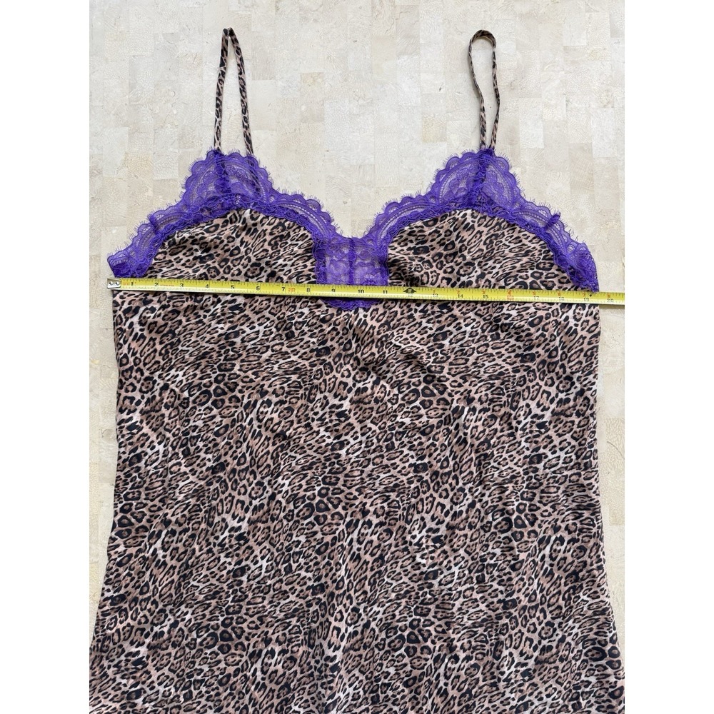 Victorias Secret‎ Silk Leopard Purple Lace Mini Slip Dress Coquette Grunge Y2K L - Picture 3 of 9